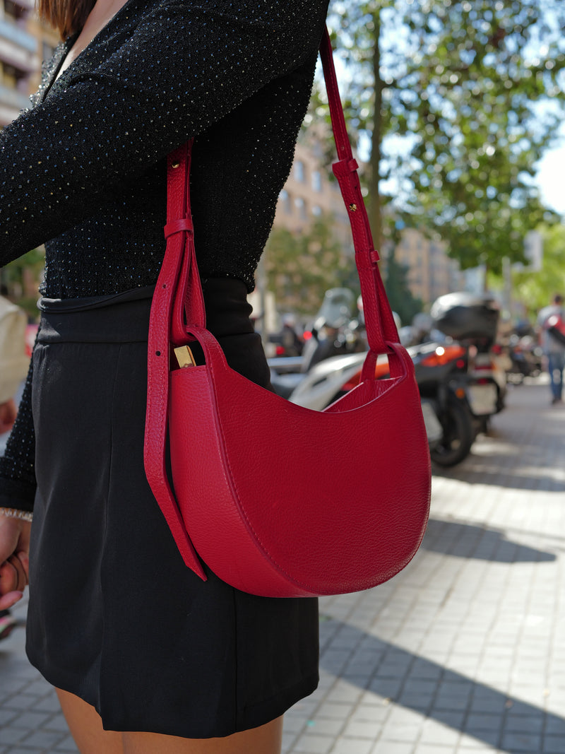 Burgundy leather shoulder bag