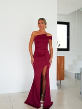 Asym double band dress burgundy