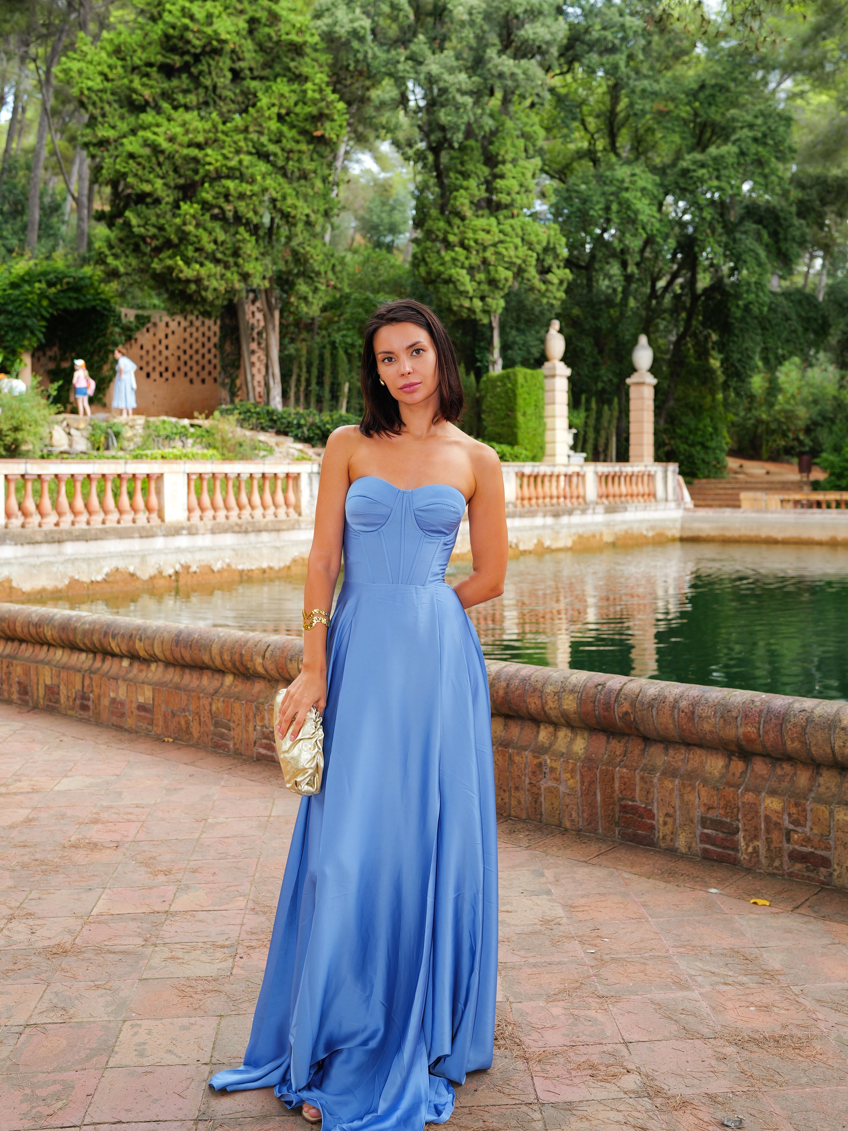 Corset dress light blue word