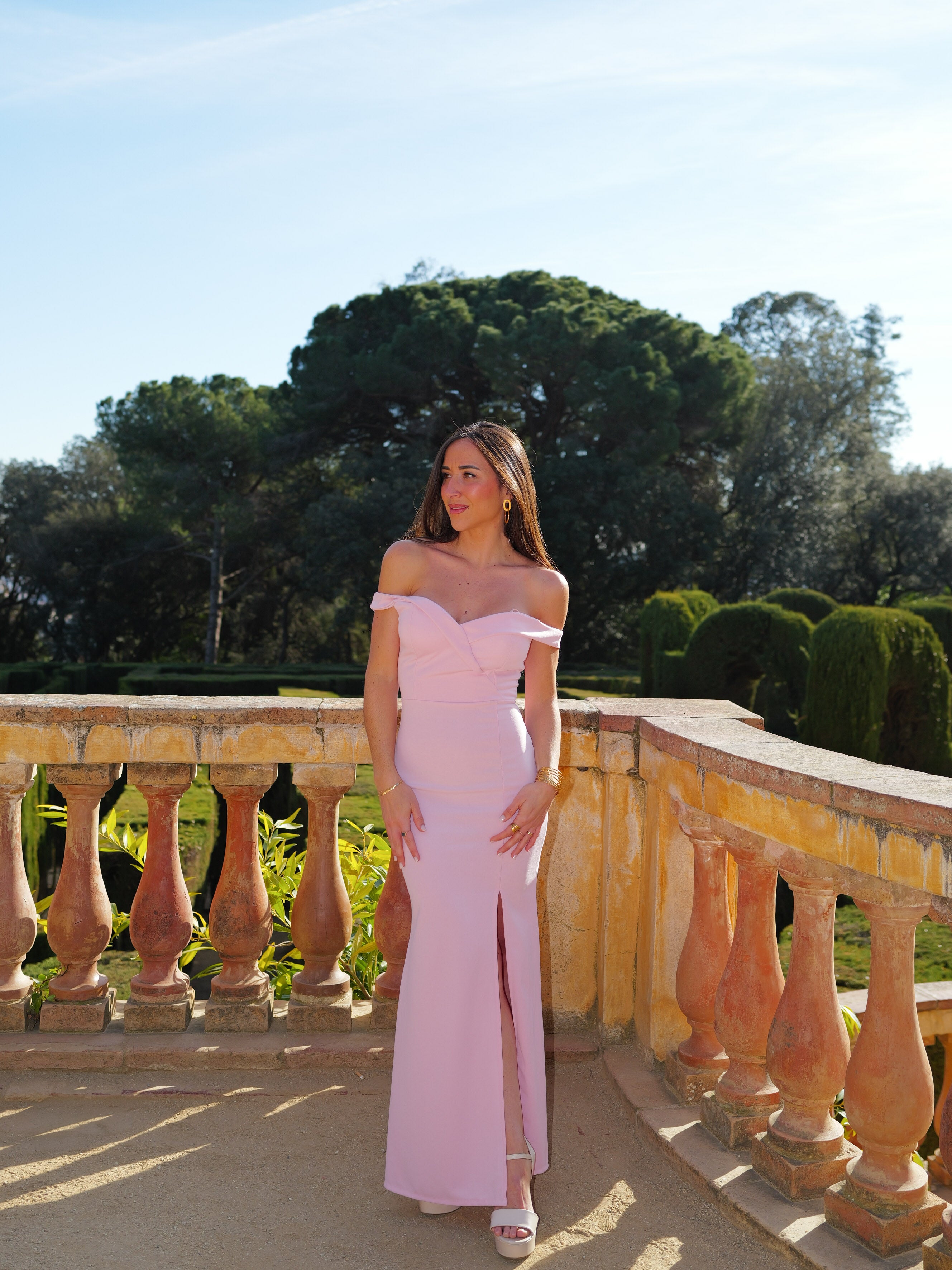 Pink fitted boat dress