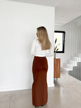 Long brown gathered skirt