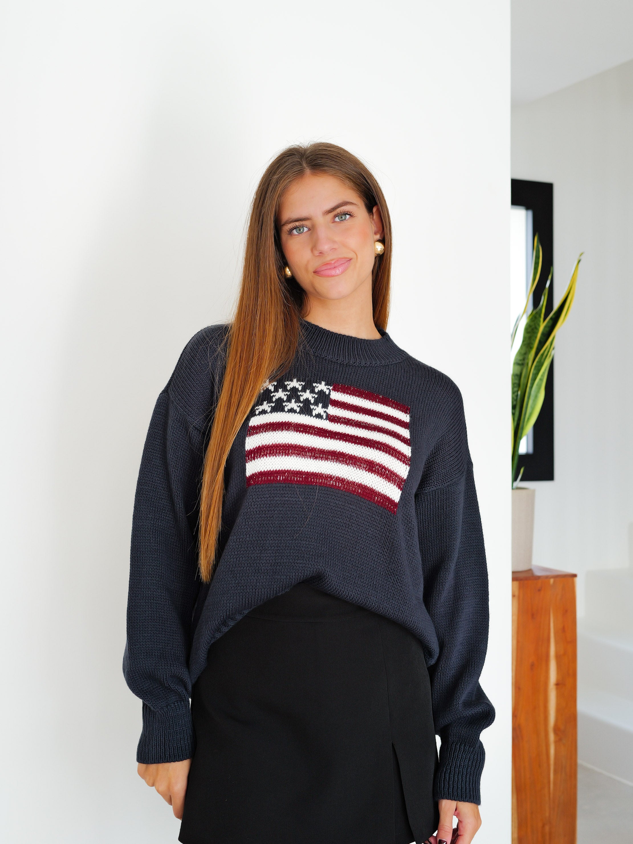 Navy flag sweater