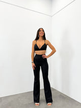 Lurex bell-bottom pants black