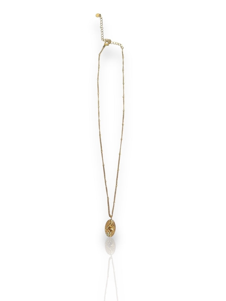 Fine gold eye medal necklace