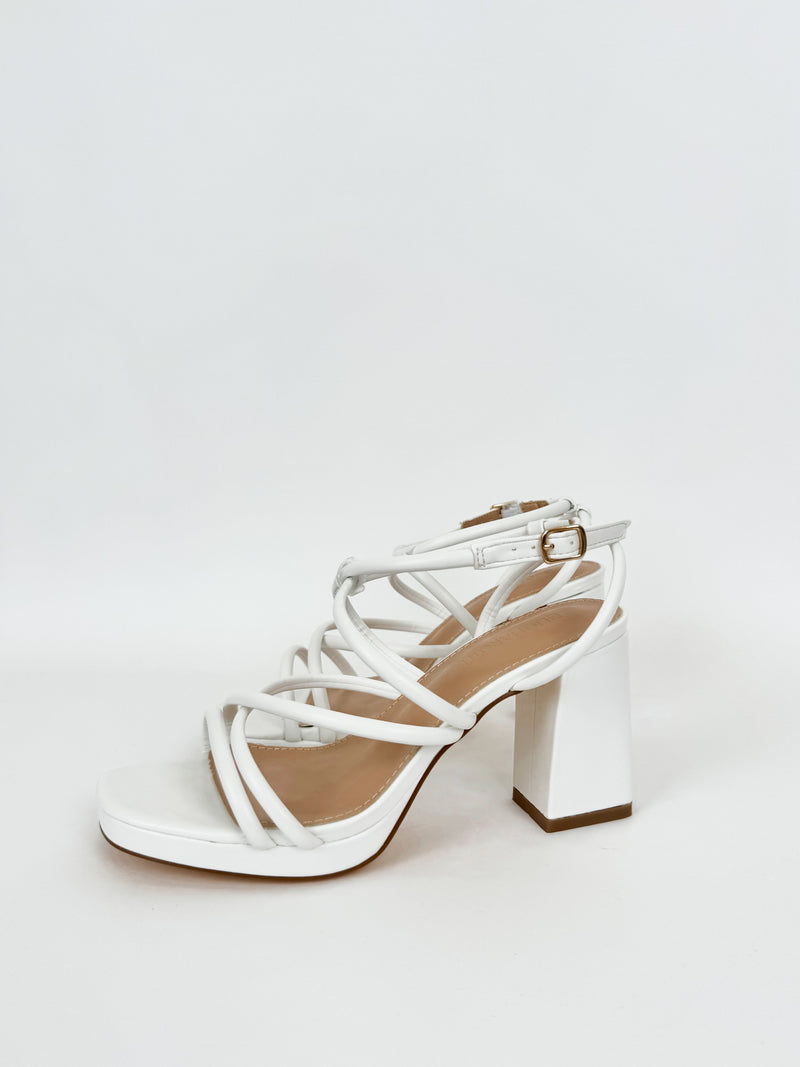 White interlaced platform sandal