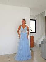 Dress corse pico tulle light blue