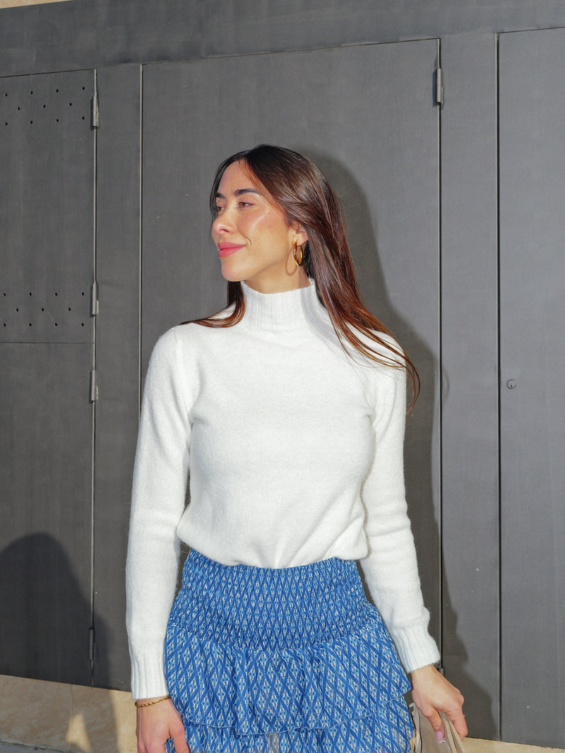 Plain white turtleneck sweater