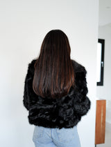 Black lapel fur jacket