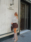 Chocolate ruffled mini nest skirt
