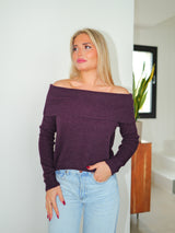 Jersey bardot mangas morado