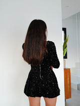 Pompous black velvet sequin dress