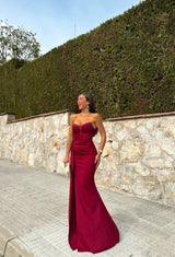 Burgundy rhinestone cups dress