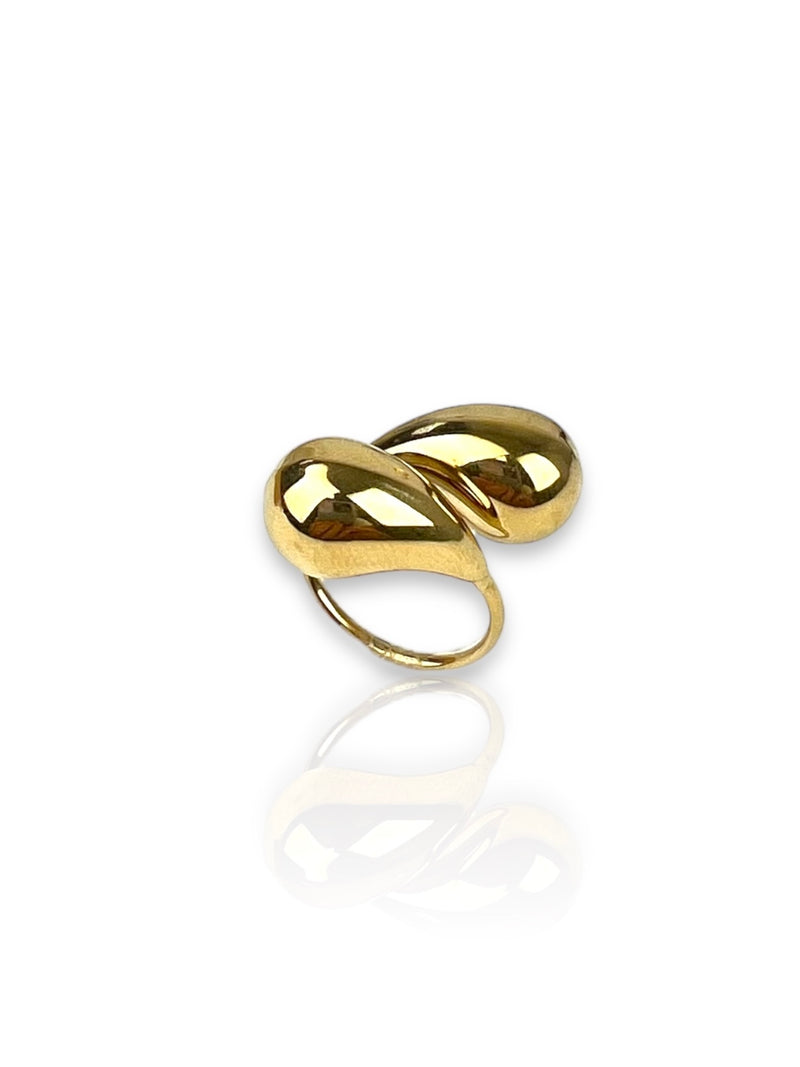 Golden double drop ring