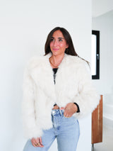 White lapel fur jacket