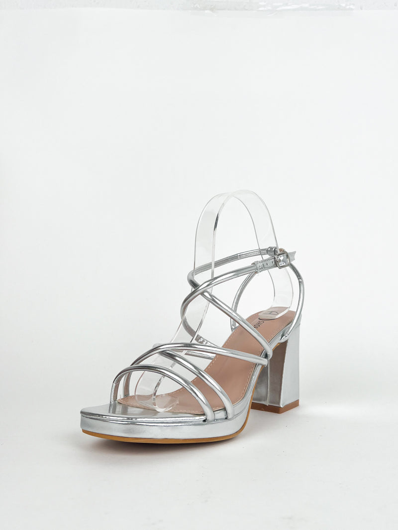 Silver interlaced platform sandal