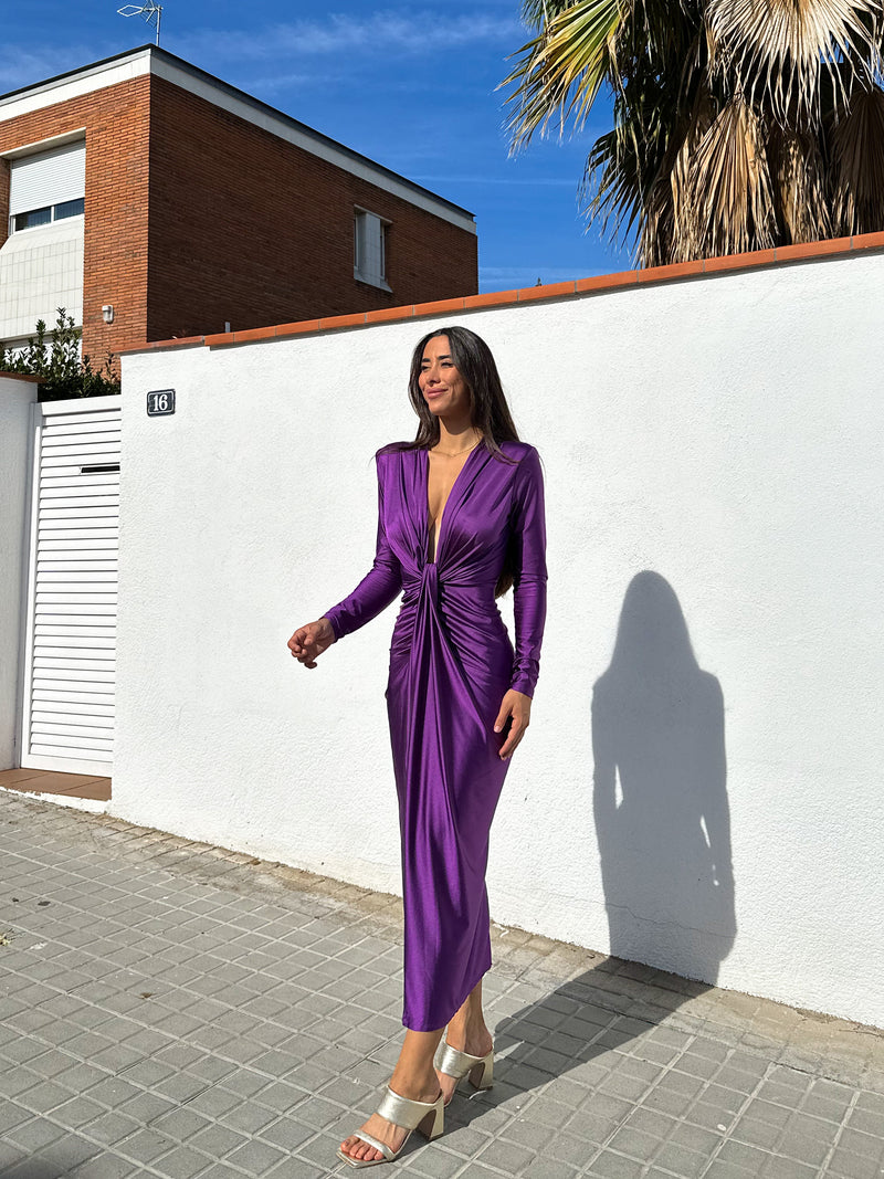 Purple knot sleeve dress