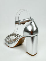 Silver glitter cross sandal