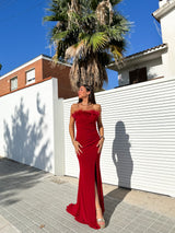 Burgundy feather word dress