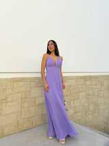 Lilac crepe peak dress