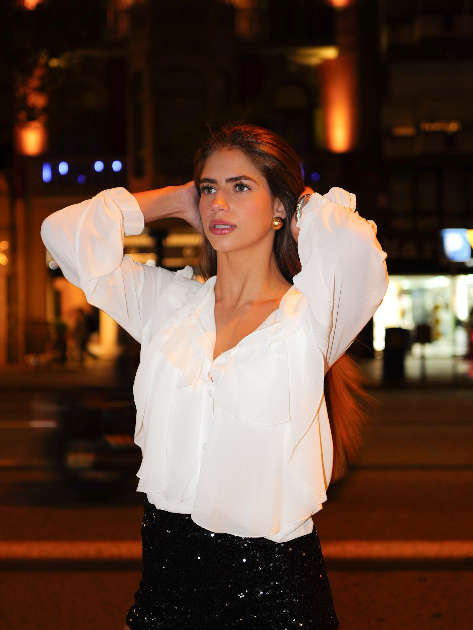 White romantic ruffle blouse