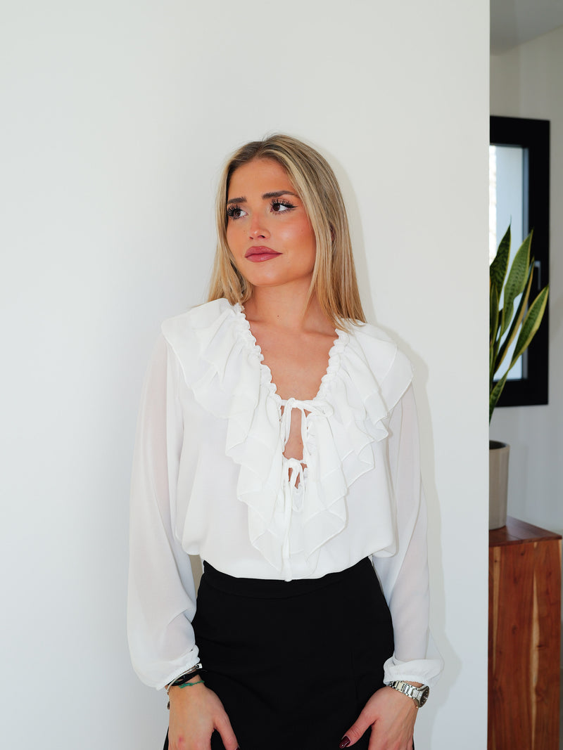 Romantic white lace blouse