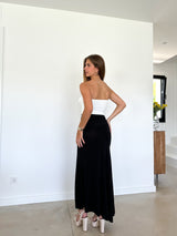 Black asymmetric long skirt