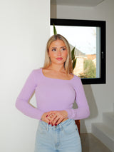 Lilac square neckline sweater