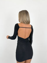 Black lurex back dress