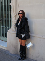 Black lapel fur jacket