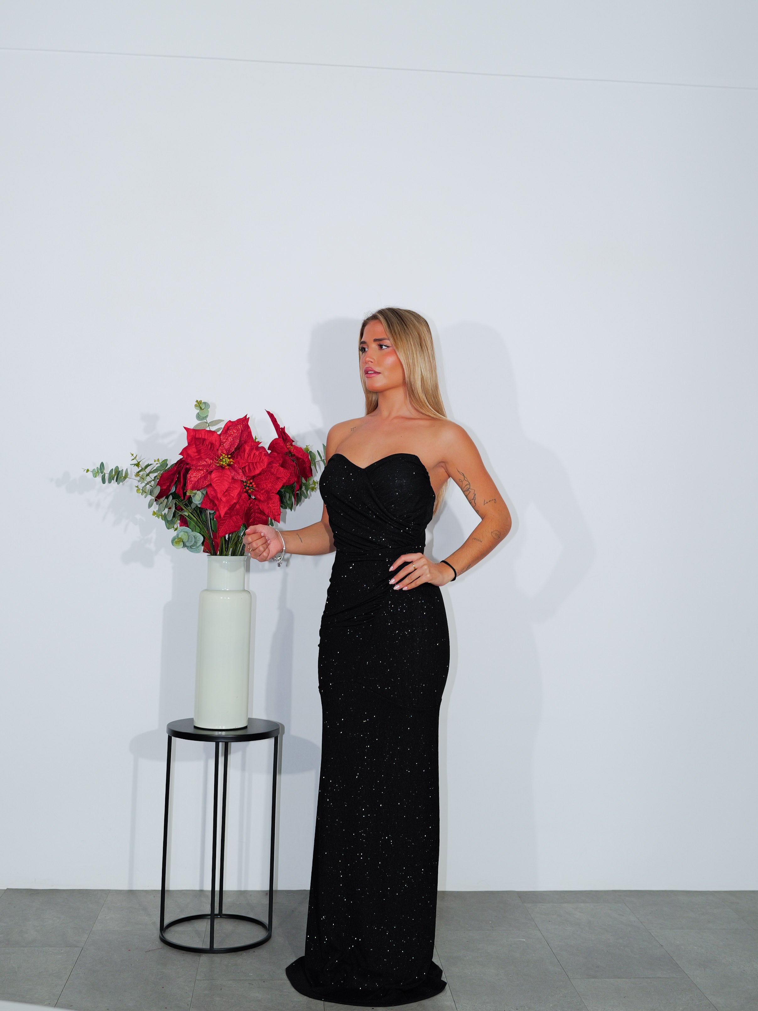 Long dress word lurex black