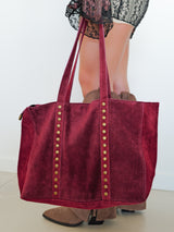 Maxi burgundy studded bag