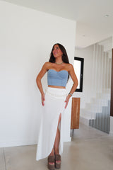 White asymmetric long skirt