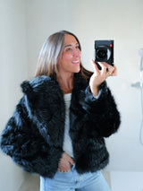 Black lapel fur jacket