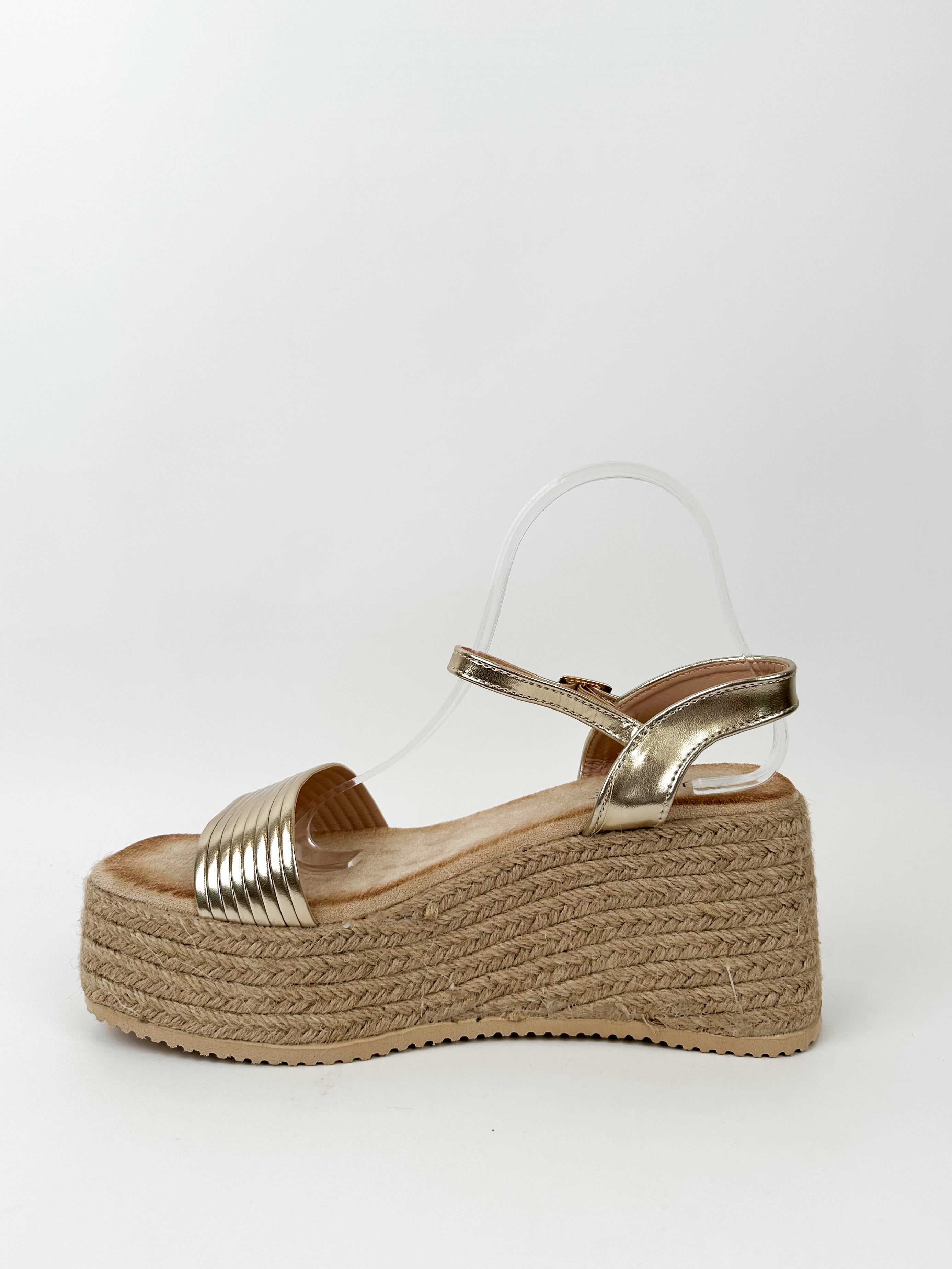 Gold band platform wedges