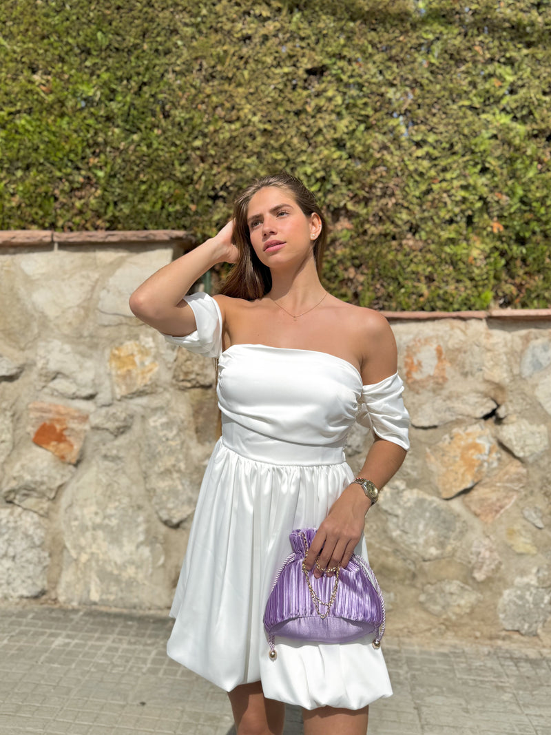 Lilac satin clutch bag