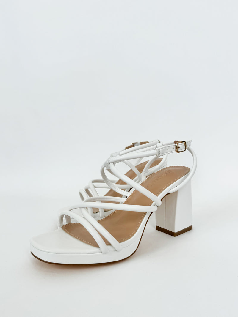 White interlaced platform sandal