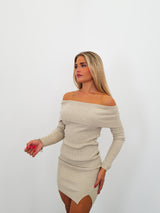 Beige knitted boat dress