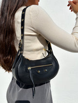 Black baguette shoulder bag