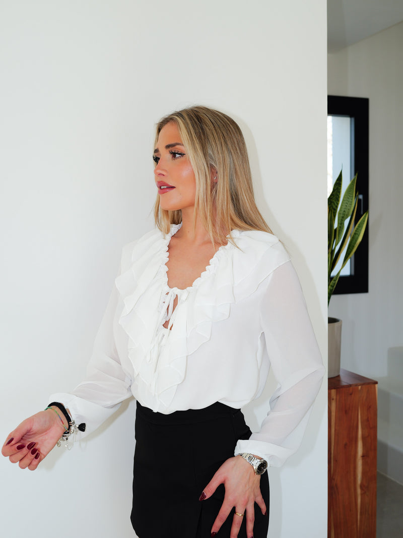 Romantic white lace blouse