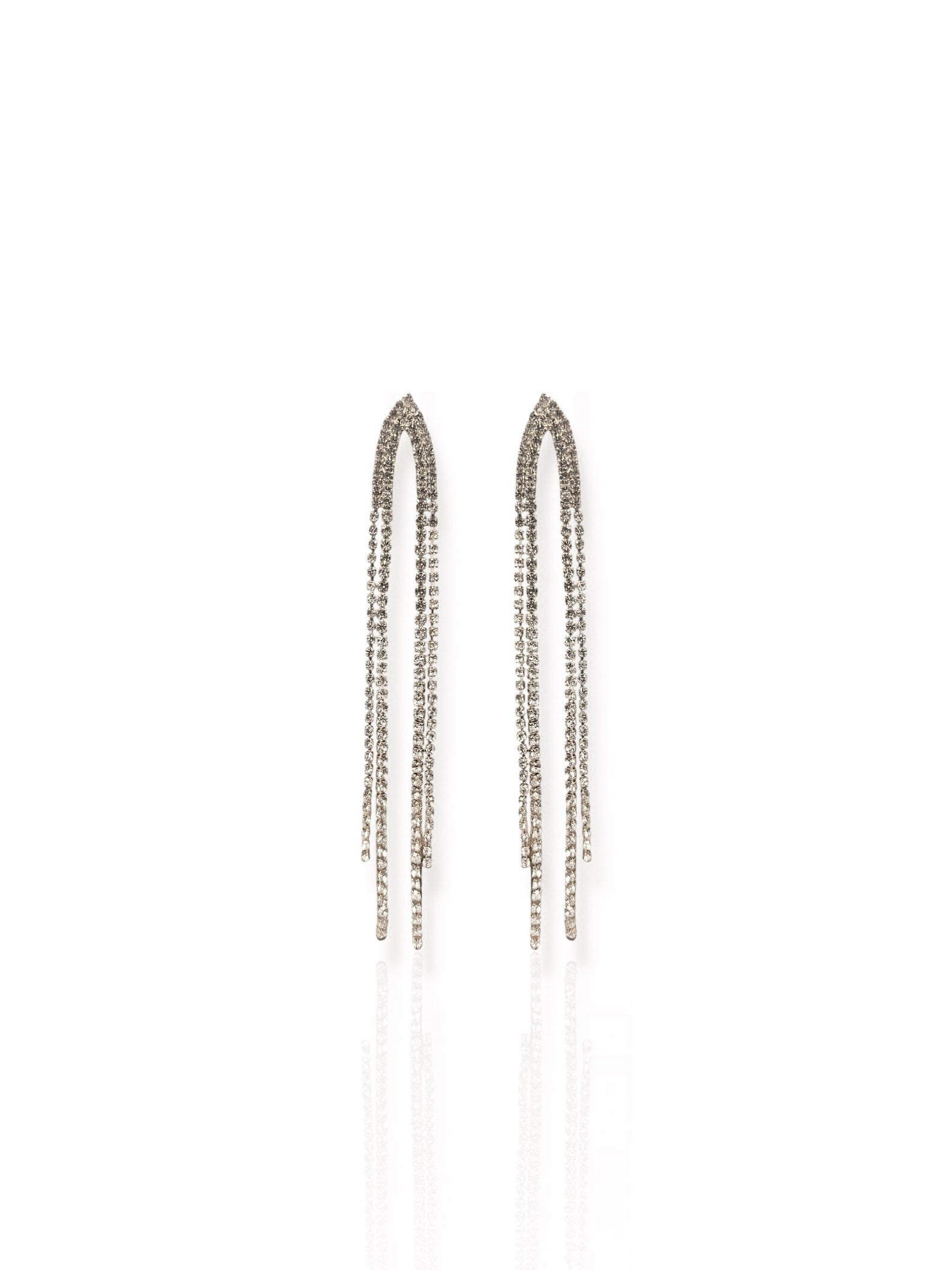 Triangle waterfall earrings with silver sparkles