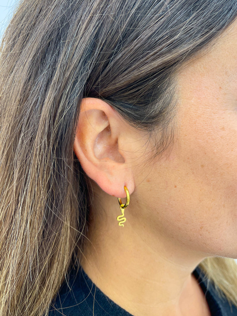 Gold snake hoop earrings