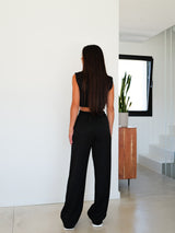 Black cropped suit set