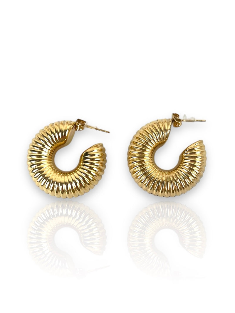 Gold plated thick hoop earrings