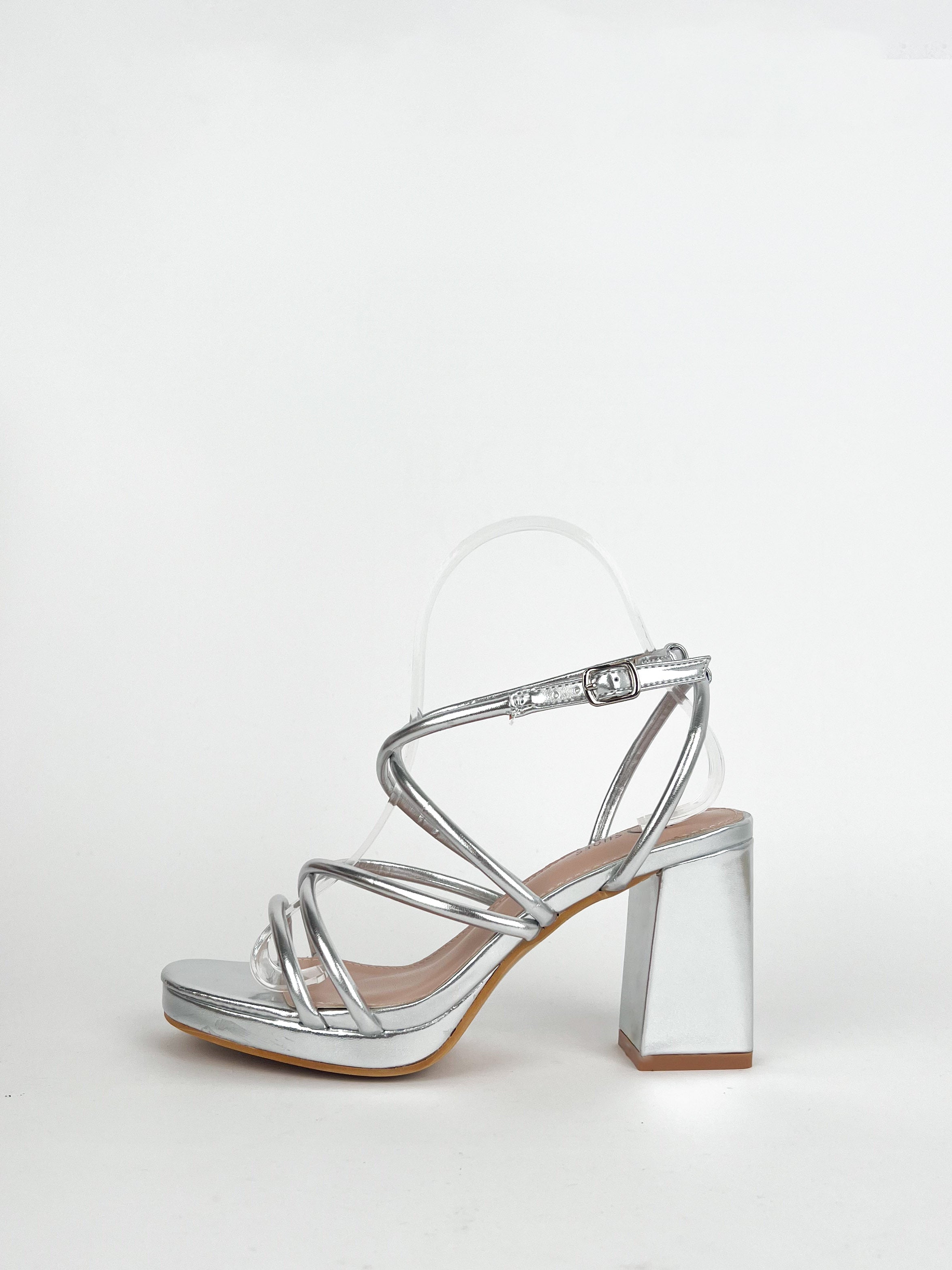 Silver interlaced platform sandal