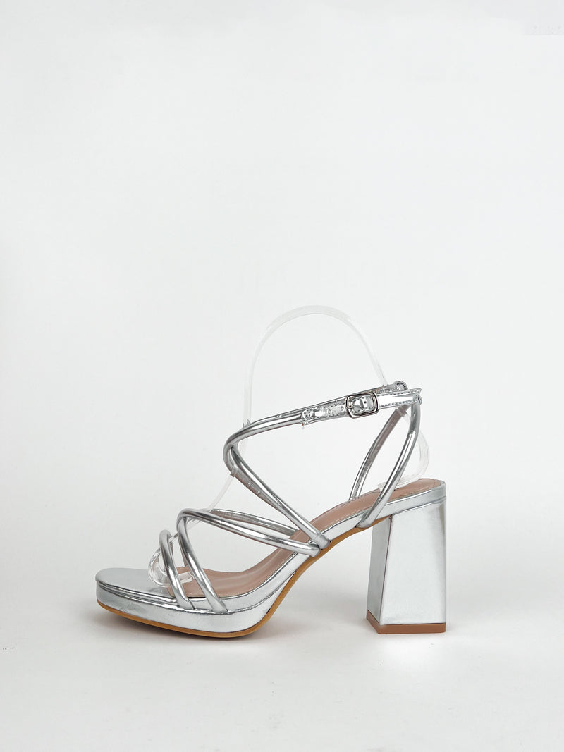 Silver interlaced platform sandal