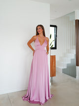 Pink interlaced satin dress