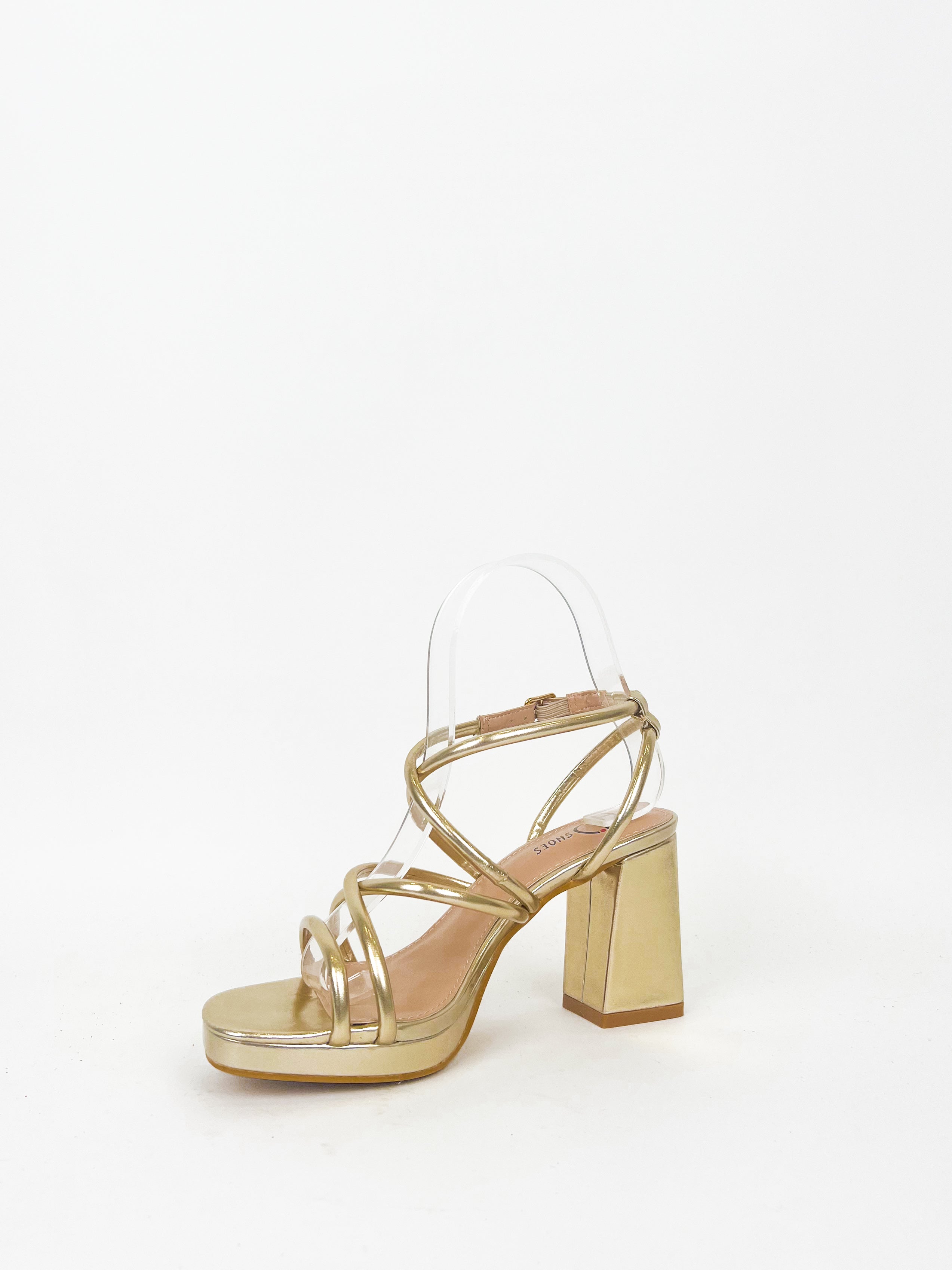 Gold interlaced platform sandal