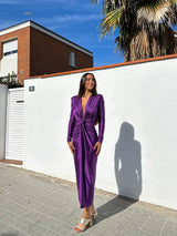 Purple knot sleeve dress