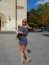 Heeled boot flap detail beige