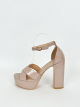 Nude patent leather platform sandal